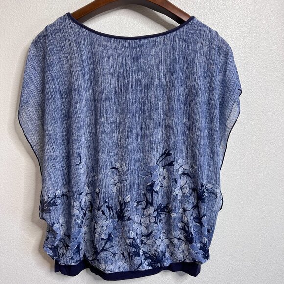 Baisheng GT Women's Blue Floral Lined Flouncing Flared Blouse - 2XL - Picture 2 of 8
